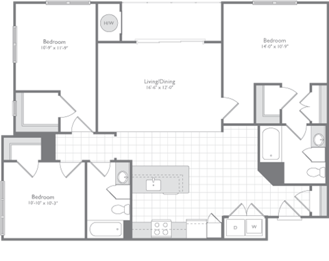 Flats170_C2A_3bed_2bath_1372sqft_2D