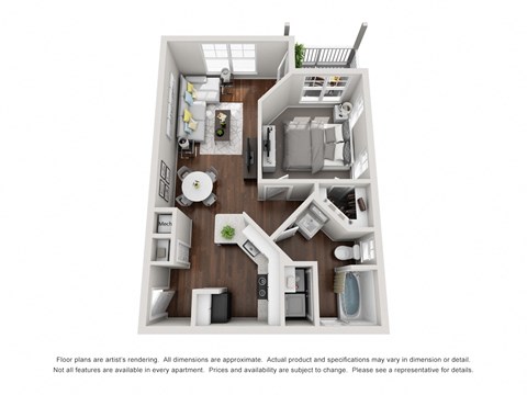 this is a 3d floor plan of a 1 bedroom apartment at the biltmore apartments