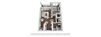 a 3d floor plan of a 1 bedroom apartment