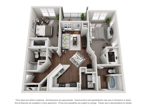this is a 3d floor plan of a 824 square foot 1 bedroom apartment at the