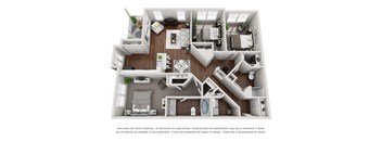this is a 3d floor plan of a 824 square foot 1 bedroom apartment at the