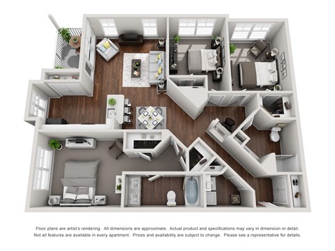 this is a 3d floor plan of a 824 square foot 1 bedroom apartment at the