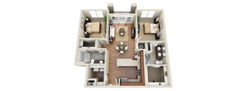 a floor plan of a two story apartment with a bedroom and a living room