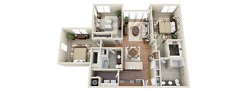 a floor plan of a 3 bedroom 2 bathroom apartment at the crossings at white marsh apartments,
