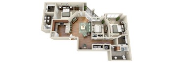 a floor plan of a two bedroom apartment with two bathrooms and a balcony