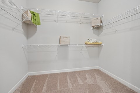 A room with a white wall and a brown carpet.