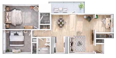 A series of images showing different layouts of a hotel room.