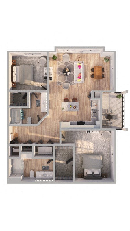 a floor plan of a 3 bedroom apartment