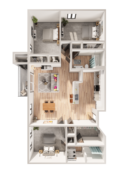 a floor plan of a 3 bedroom apartment