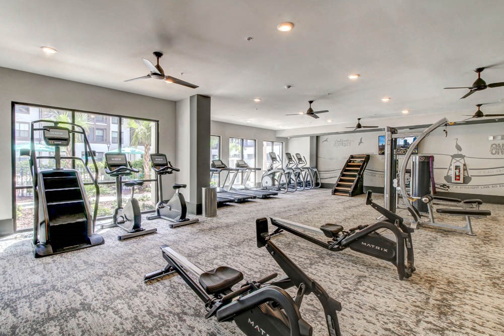 Fitness Center With Outside View at Portiva, Jacksonville, 32256