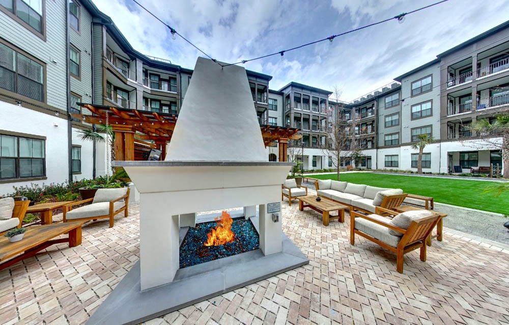 Lobby Area With Fireplace at Portiva, Jacksonville, Florida