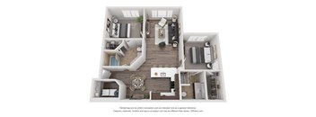 The Ash Two Bed Two Bath Floor Plan at Jamison at Brier Creek, Raleigh, 27617