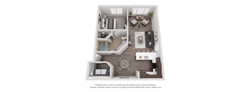 The Beech One Bed One Bath Floor Plan at Jamison at Brier Creek, Raleigh, NC