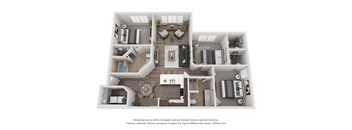 The Pine Three Bed Two Bath Floor Plan at Jamison at Brier Creek, North Carolina