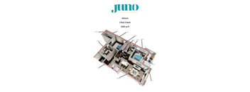 A floor plan of a Jumo Winter Park Apartments apartment named Athena, featuring a 2 Bed 2 Bath layout and a total area of 1020 sq ft.