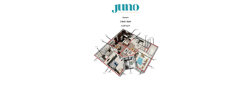 A floor plan of a 2 bedroom, 2 bathroom apartment from Jumo Winter Park Apartments.