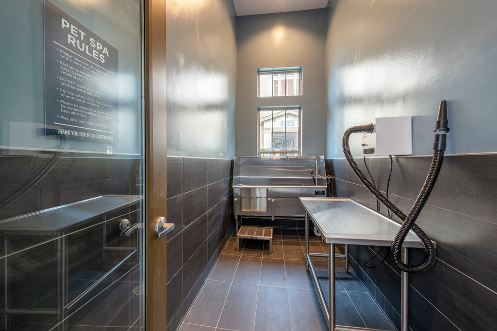 a doctors office with a exam room and a examination table