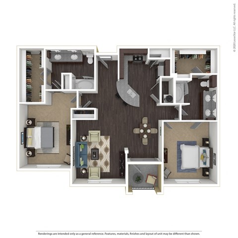 B2C 2BD 2 Bath 1307 sqft