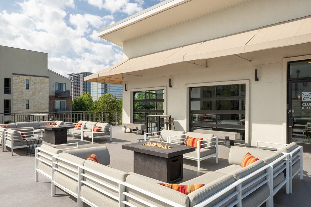 exterior sky lounge with rooftop seating