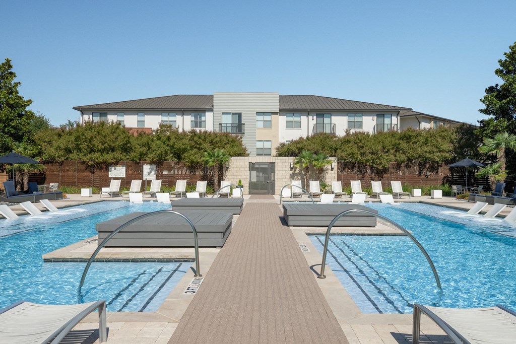 exterior pool with waterfall