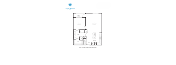 A black and white floor plan for a Maple District Lofts apartment.