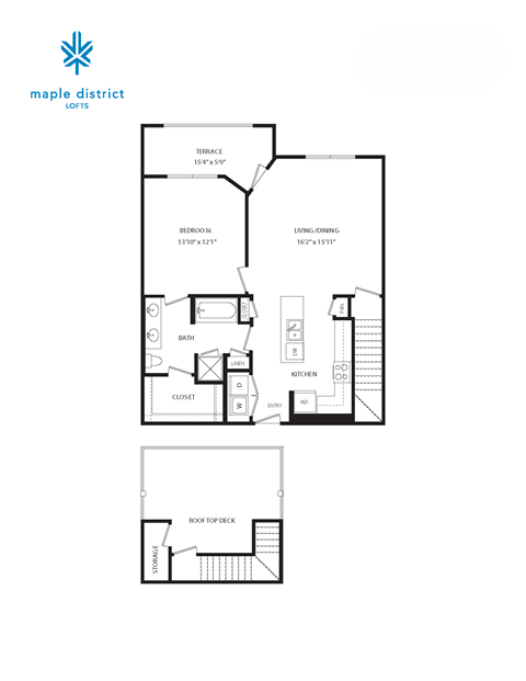 A floor plan for a Maple District Lofts apartment.