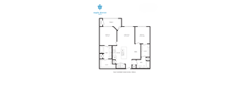 A floor plan of an apartment with a terrace.