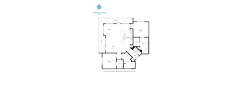 A black and white floor plan of a Maple District loft.