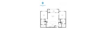 A black and white floor plan of a house layout.