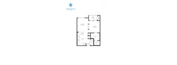 A black and white image of a floor plan for a Maple District Lofts apartment.