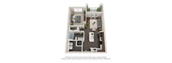 Metro University City A1A Floor Plan 1 Bed 1 Bath 748 sq ft