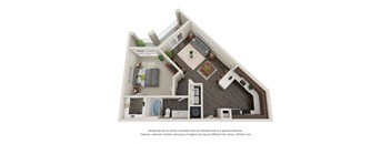 Metro University City A1B Floor Plan 1 Bed 1 Bath 813 sq ft