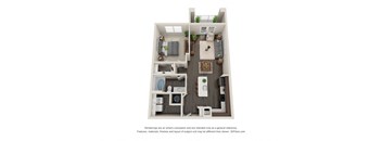 Metro University City A1C Floor Plan 1 Bed 1 Bath 845 sq ft