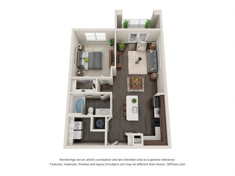 Metro University City A1D Floor Plan 1 Bed 1 Bath 845 sq ft