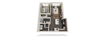 Metro University City A1E Floor Plan 1 Bed 1 Bath 782 sq ft