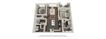 Metro University City B2A Floor Plan 2 Bed 2 Bath 1055 sq ft
