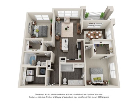 Metro University City B2E Floor Plan 2 Bed 2 Bath 1184 sq ft