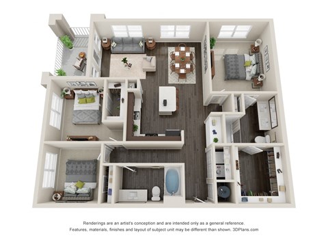 Metro University City C2B Floor Plan 3 Bed 2 Bath 1418 sq ft
