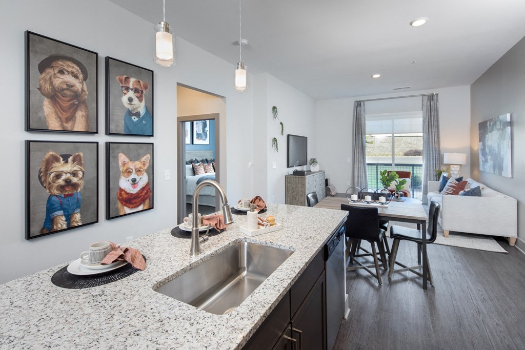 Model Interior Kitchen overlooking living room