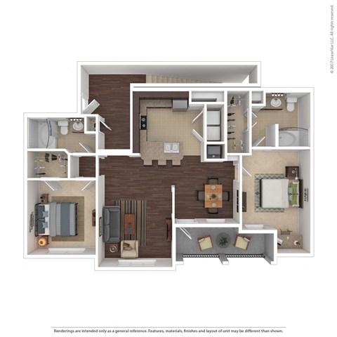 a floor plan of a 3 bedroom apartment