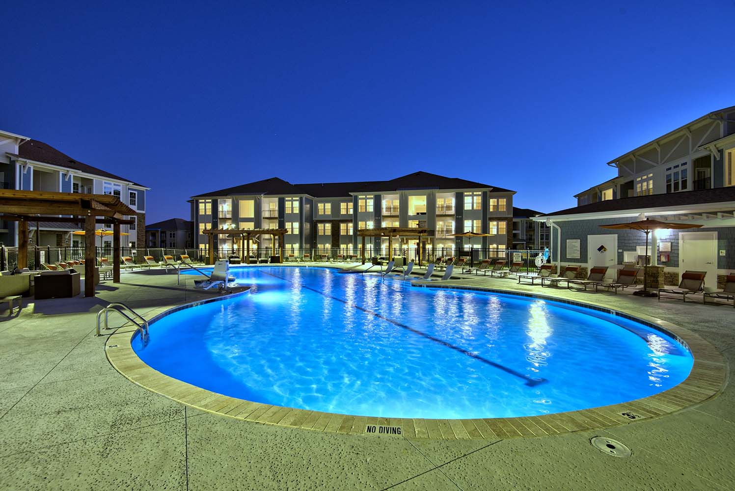 Parkstone at Knightdale Pool at Night