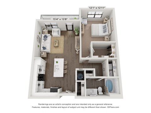 a 3d floor plan of a home with a bedroom