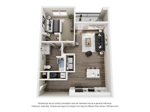 a floor plan of a 1 bedroom with a bathroom and a living room