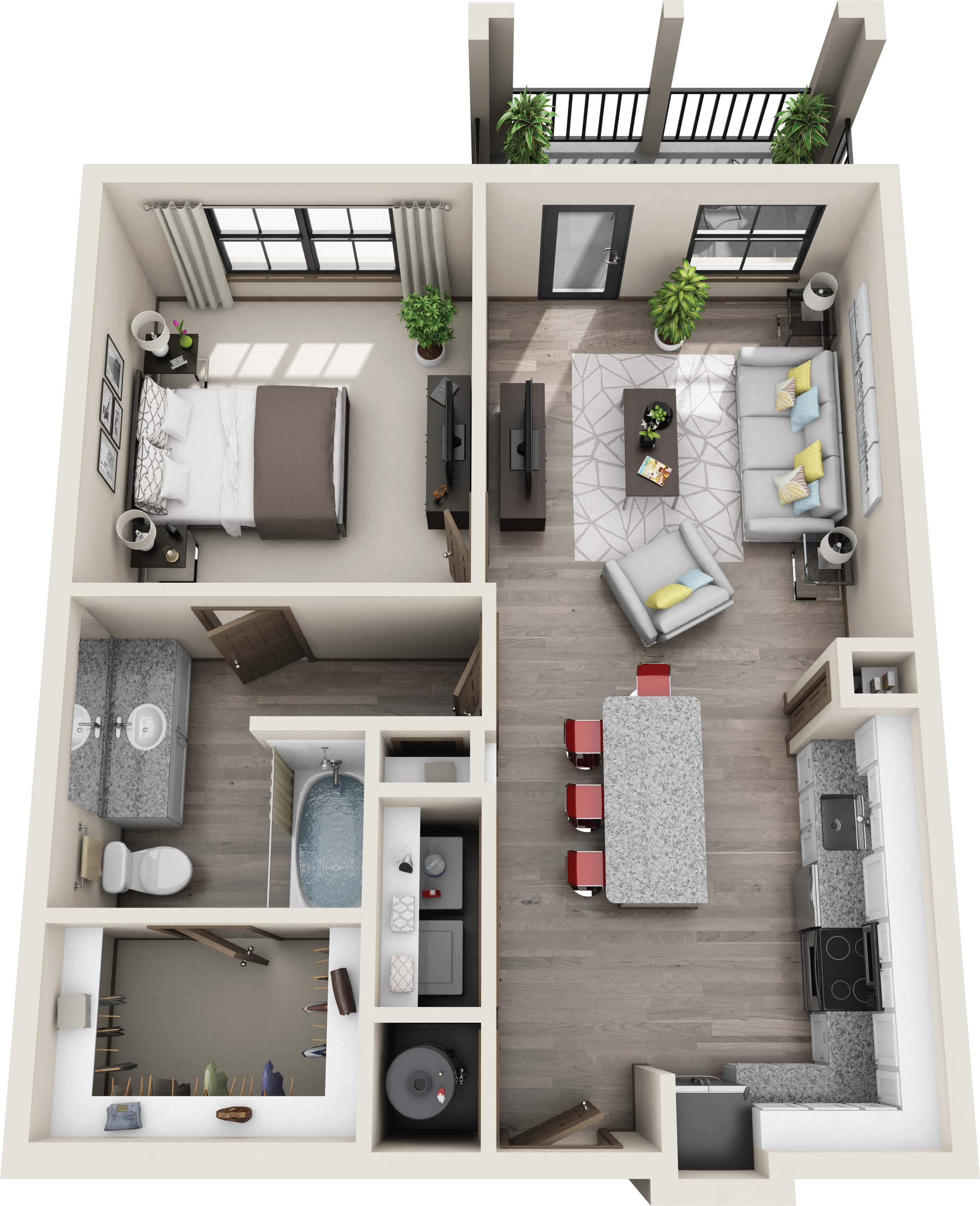 A1 1Bed_1Bath at Portiva, Jacksonville, Florida