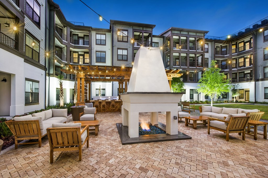 Quaint Fireplace Sitting Area at Portiva, Jacksonville, 32256