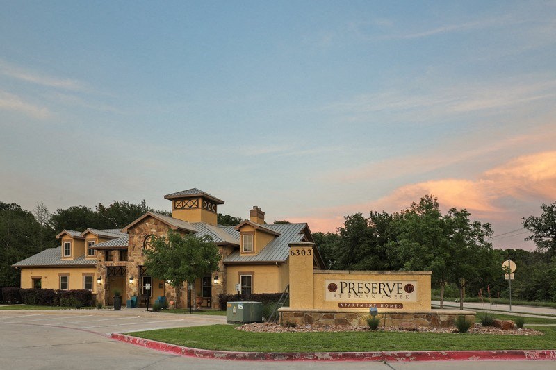 the preserve building at sunset