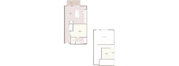 a floor plan of a living room and a bedroom