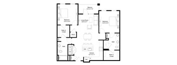 A black and white image of a house floor plan.