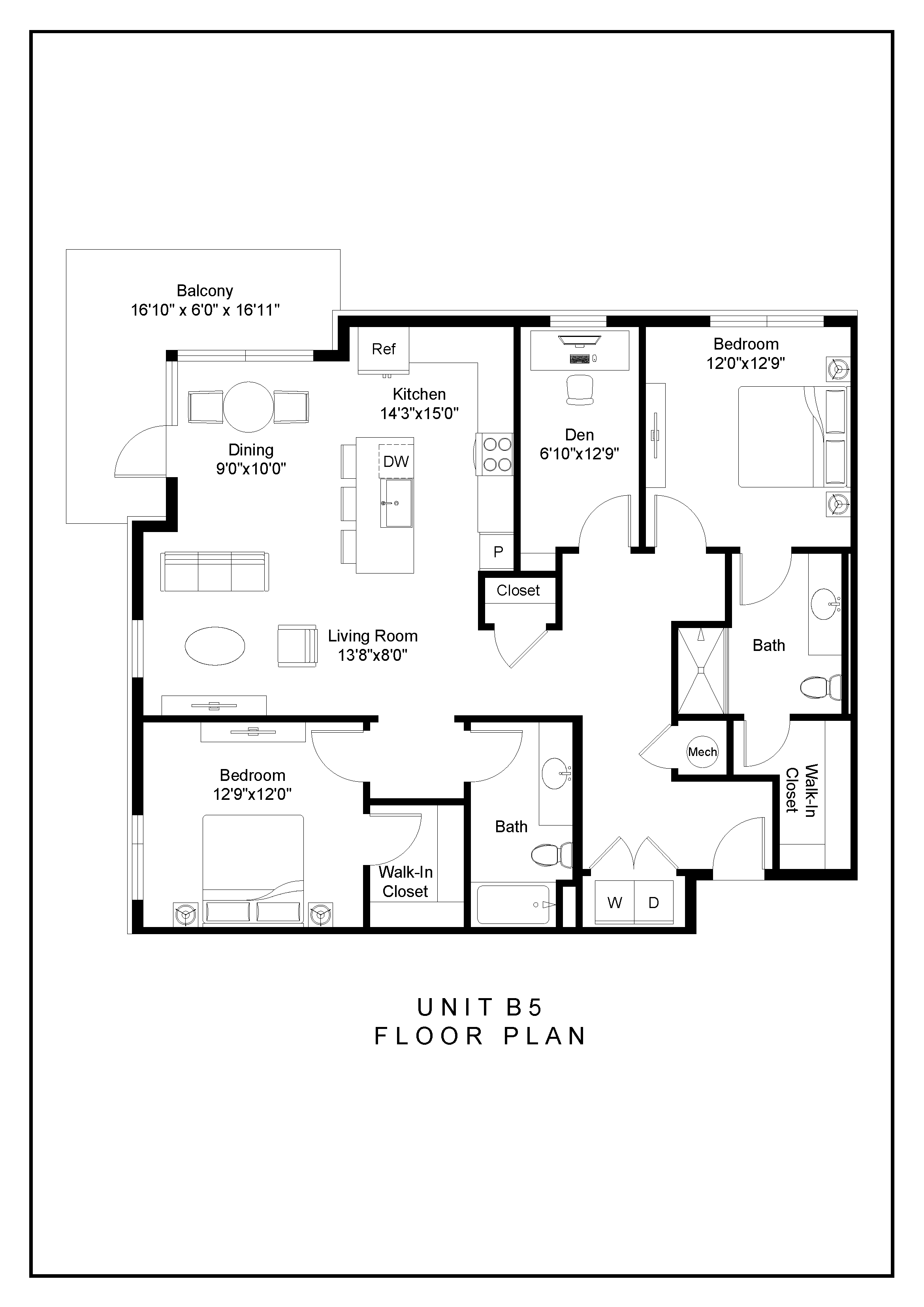 A black and white image of a floor plan for Unit B5.