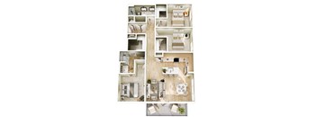 A series of images showing different layouts of a small apartment.